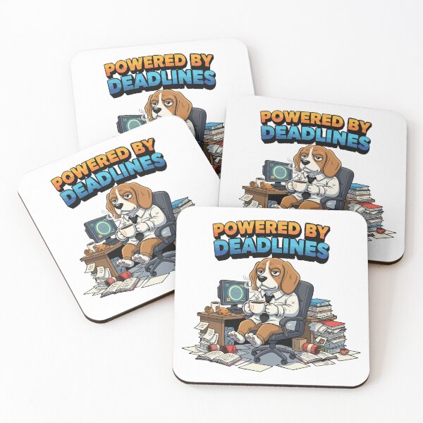 Item preview, Beagle cartoon working at desk with deadline quote designed and sold by Tong4130.
