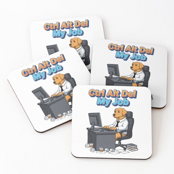Item preview, Golden retriever cartoon at computer with work joke designed and sold by Tong4130.