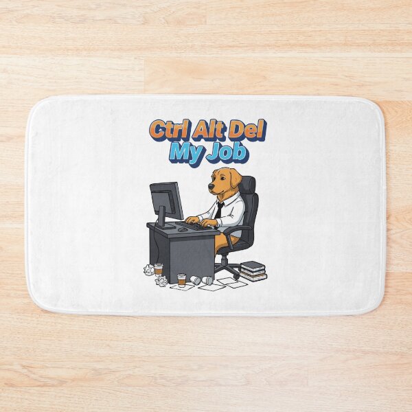 Item preview, Golden retriever cartoon at computer with work joke designed and sold by Tong4130.