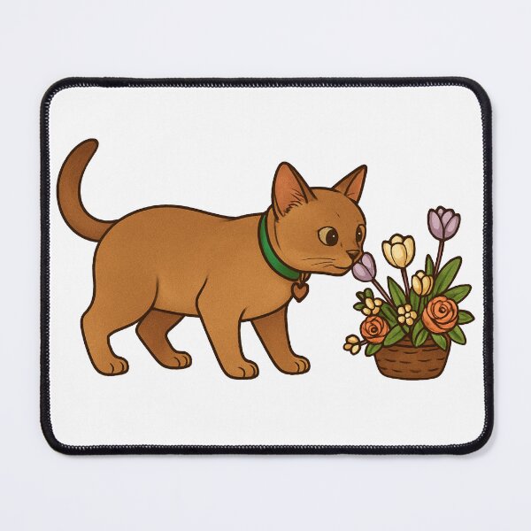 Item preview, Burmese Cat and Flower Basket designed and sold by NettoShop.