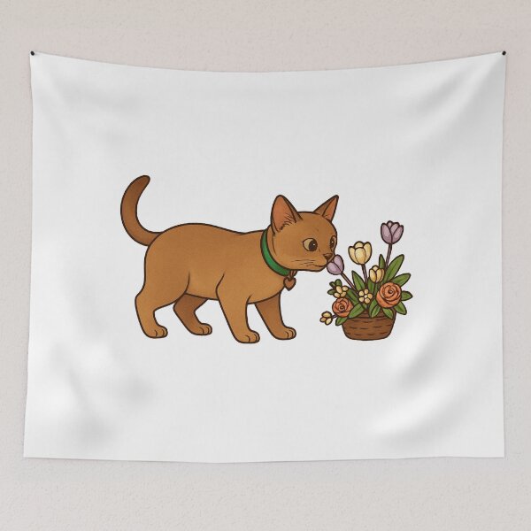Item preview, Burmese Cat and Flower Basket designed and sold by NettoShop.