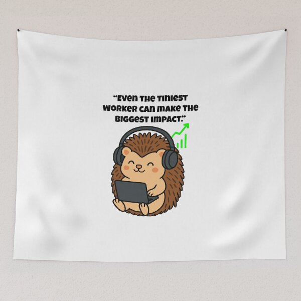 Item preview, Smallest Worker – Cute Hustling Hedgehog Illustration designed and sold by Latitude 1°N.