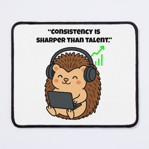 Item preview, Consistency Is Sharper – Motivational Techy Hedgehog Design designed and sold by Latitude 1°N.