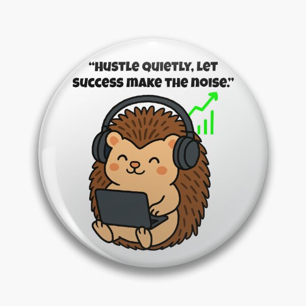 Item preview, Hustle Quietly – Cute Tech Hedgehog in Focus Mode designed and sold by Latitude 1°N.
