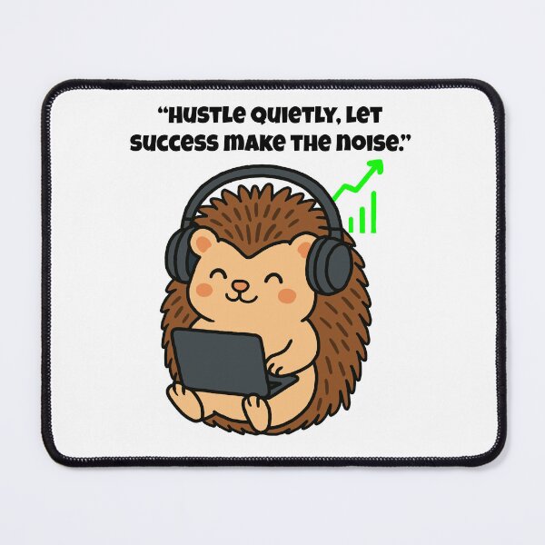 Item preview, Hustle Quietly – Cute Tech Hedgehog in Focus Mode designed and sold by Latitude 1°N.