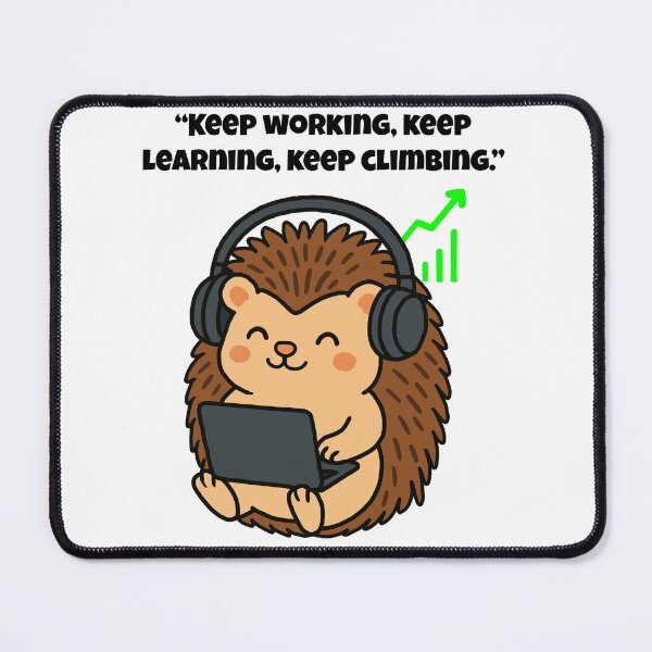 Item preview, Keep Learning – Cute Techy Hedgehog Motivation Art designed and sold by Latitude 1°N.