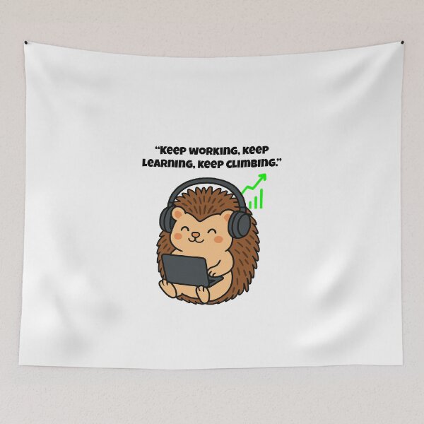 Item preview, Keep Learning – Cute Techy Hedgehog Motivation Art designed and sold by Latitude 1°N.