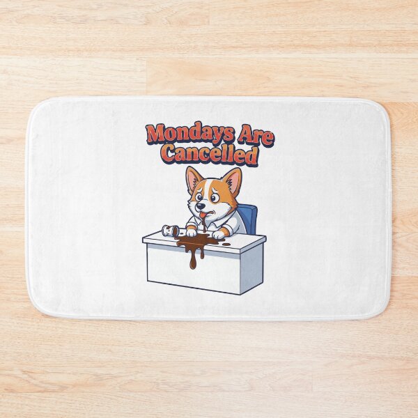 Item preview, Corgi cartoon spilling coffee with monday joke quote designed and sold by Tong4130.
