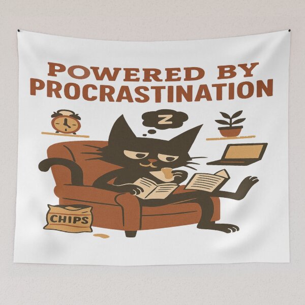 Item preview, Procrastination Mode: Feline Efficiency Unleashed designed and sold by Mindful56.