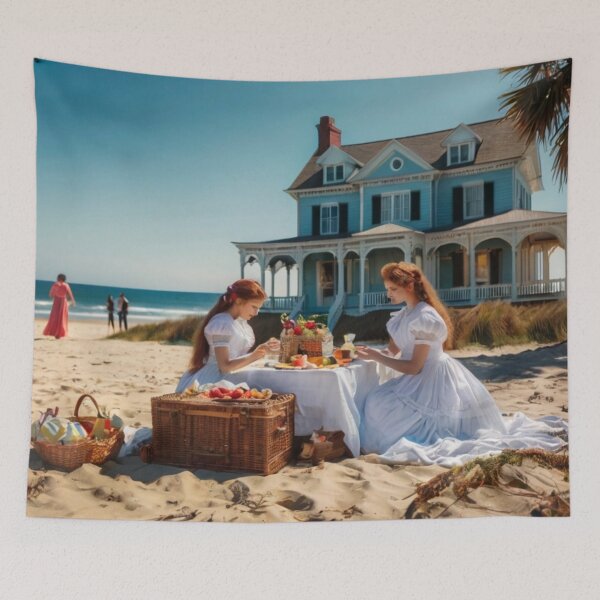 Item preview, Victorian Women Seaside Picnic with Coastal View designed and sold by BlareBlare.