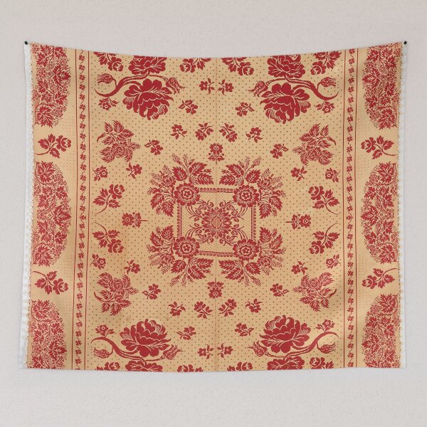 Item preview, American Floral Medallion and Rose Coverlet 1844 designed and sold by AnimaliaStar.