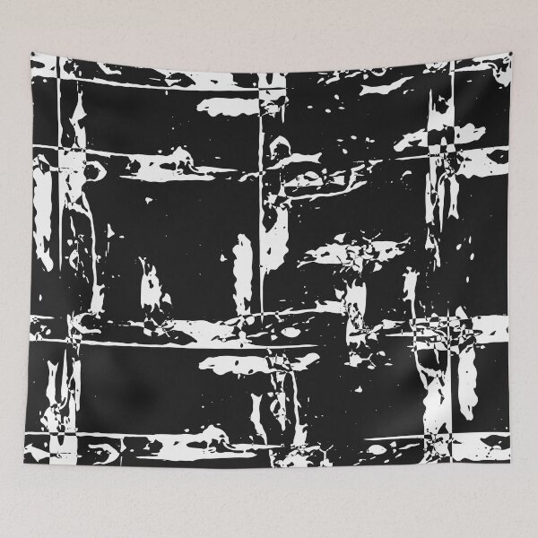 Item preview, Abstract Black and White Grunge Grid – Modern Minimalist Industrial Wall Art designed and sold by FestivityFinds.