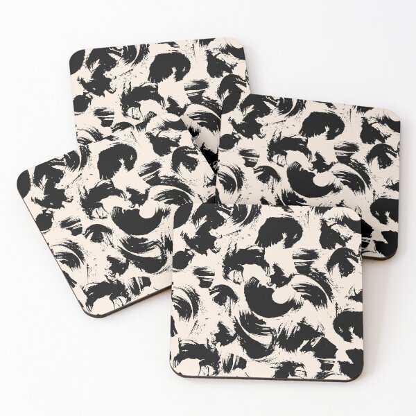 Item preview, Abstract Black Brushstroke Pattern on Beige – Modern Minimalist Zen Inspired Wall Art designed and sold by FestivityFinds.