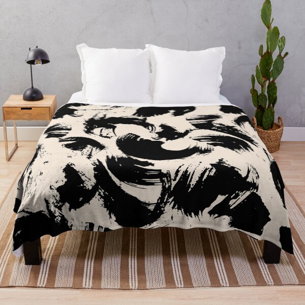 Aperçu de l'œuvre Motif abstrait de coups de pinceau noirs sur fond beige – Décoration murale minimaliste moderne d'inspiration zen créée et vendue par FestivityFinds.