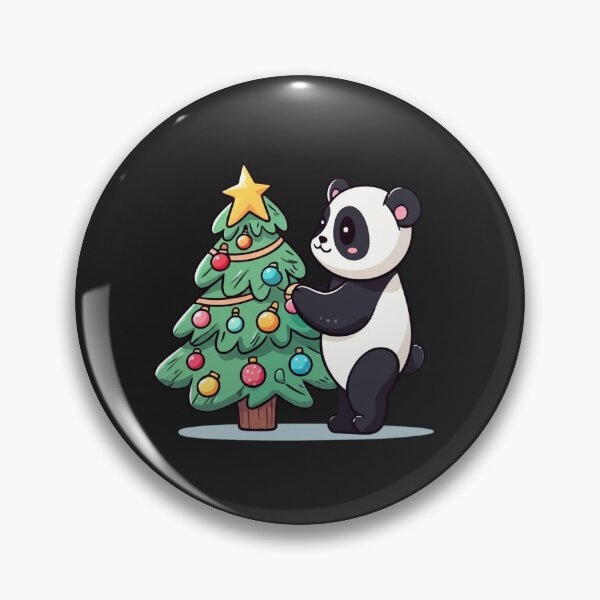 Item preview, Chibi Panda Christmas Tree | Cute Kawaii Panda Decorating Holiday Tree designed and sold by ColorSplash123.