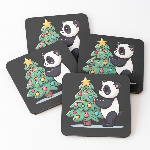 Item preview, Chibi Panda Christmas Tree | Cute Kawaii Panda Decorating Holiday Tree designed and sold by ColorSplash123.