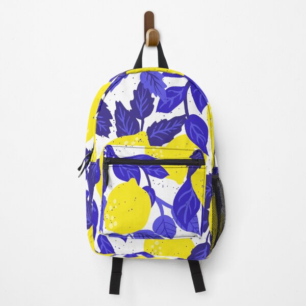 Item preview, Lemon and Blue Leaf Pattern – Fresh Vibrant Botanical Wall Art designed and sold by FestivityFinds.