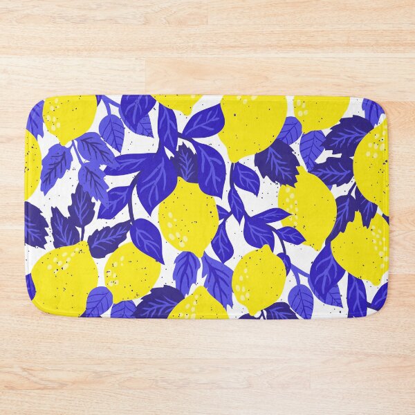Item preview, Lemon and Blue Leaf Pattern – Fresh Vibrant Botanical Wall Art designed and sold by FestivityFinds.