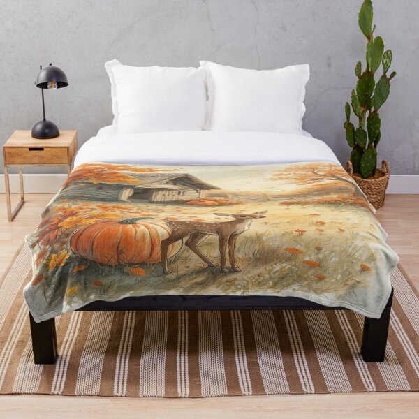 Item preview, Autumn Deer Sketch – Hand Drawn Pumpkins and Rustic Cabin Cozy Fall Line Art designed and sold by Mintiko2.