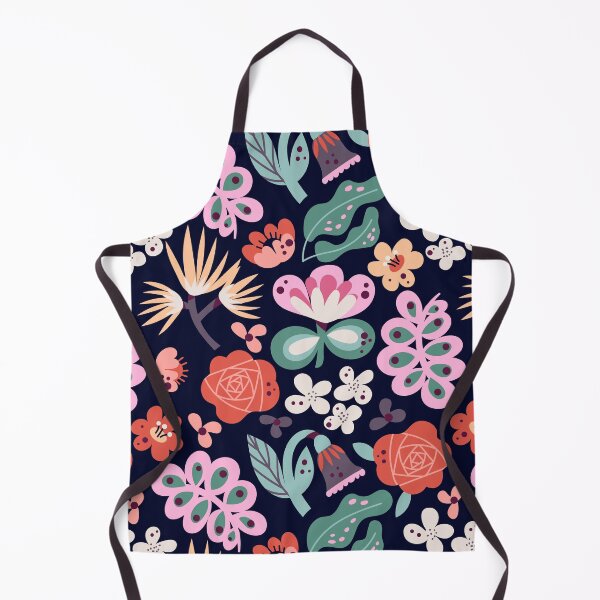 Item preview, Floral Pastel Pattern on Dark Navy – Modern Abstract A-Line Dress designed and sold by FestivityFinds.