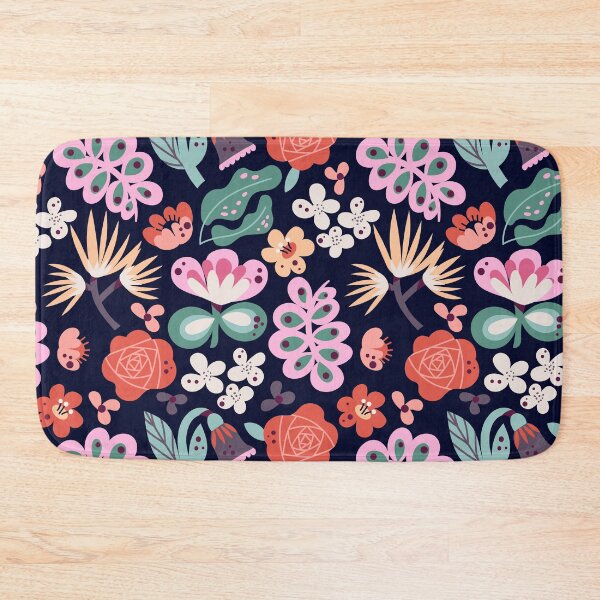Item preview, Floral Pastel Pattern on Dark Navy – Modern Abstract A-Line Dress designed and sold by FestivityFinds.