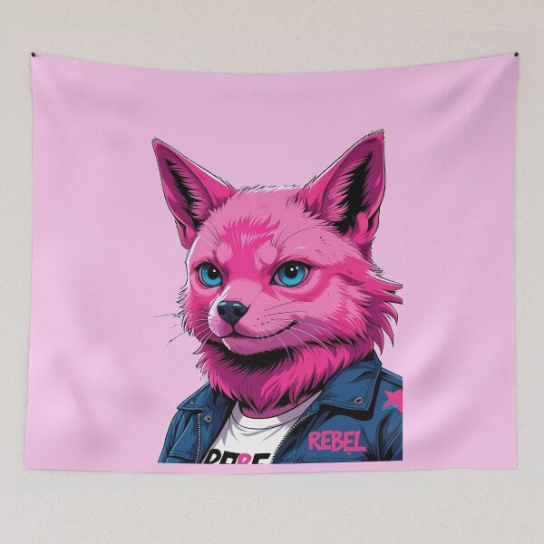 Aperçu de l'œuvre Renard rose surréaliste créée et vendue par The Pink Rebel.