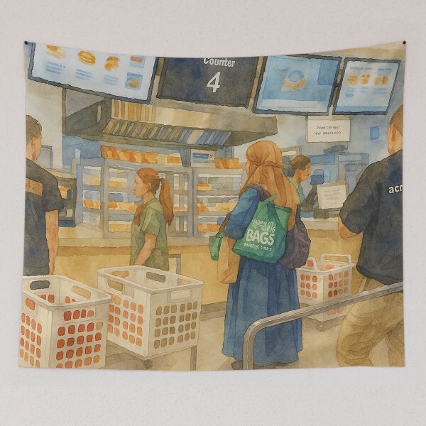 Item preview, Cute Girl Shopping at IKEA Watercolor Art by AVTR designed and sold by Henry Lopez.