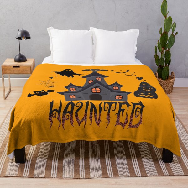 Item preview, Haunted House Halloween Design – Spooky Ghosts, Bats & Pumpkins Artwork designed and sold by TheBeeKindSpace.