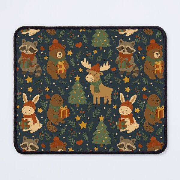 Item preview, Christmas Pattern Illustration of Bear, Reindeer, Rabbit, Otter and Racoon designed and sold by Studio Pico.