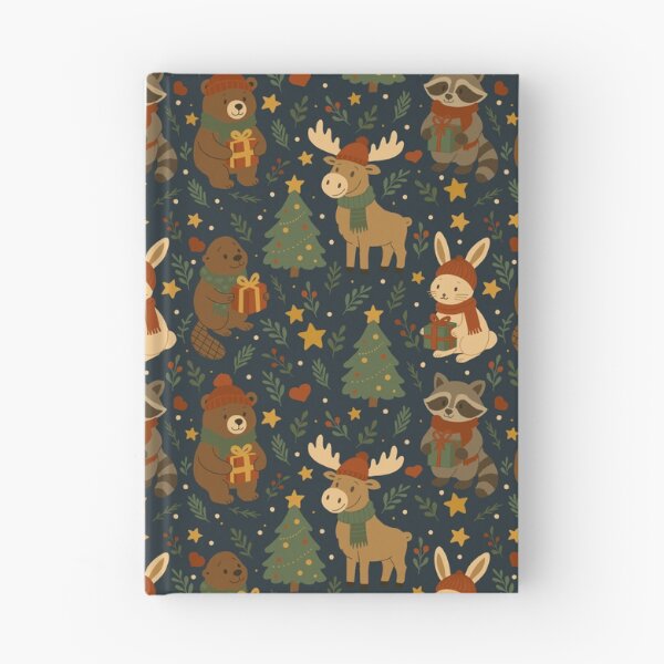 Item preview, Christmas Pattern Illustration of Bear, Reindeer, Rabbit, Otter and Racoon designed and sold by Studio Pico.