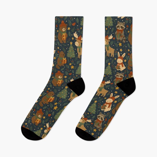 Item preview, Christmas Pattern Illustration of Bear, Reindeer, Rabbit, Otter and Racoon designed and sold by Studio Pico.