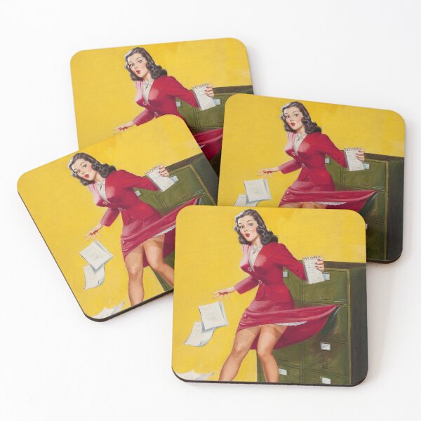 Item preview, Secretary in Red Dress - Caught in Filing Cabinet by Al Buell - Beautiful Art - Classic Illustration Retro Pin-Up Model  designed and sold by centuryretromedia.