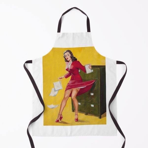 Item preview, Secretary in Red Dress - Caught in Filing Cabinet by Al Buell - Beautiful Art - Classic Illustration Retro Pin-Up Model designed and sold by centuryretromedia.