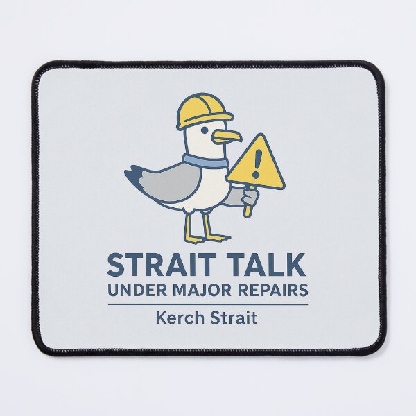 Item preview, Strait Talk – Cartoon Seagull Repair Pun Design designed and sold by Bratak.