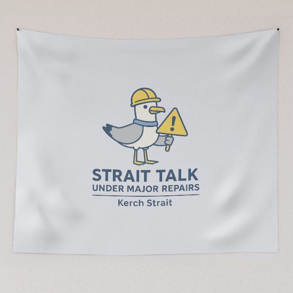 Item preview, Strait Talk – Cartoon Seagull Repair Pun Design designed and sold by Bratak.