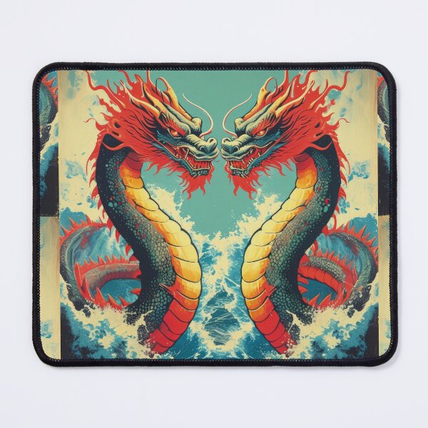Item preview, vintage two colorful Chinese dragons in the sea ,Legendary Animals,dragon art,Legendary dragon designed and sold by Expressions-Sel.