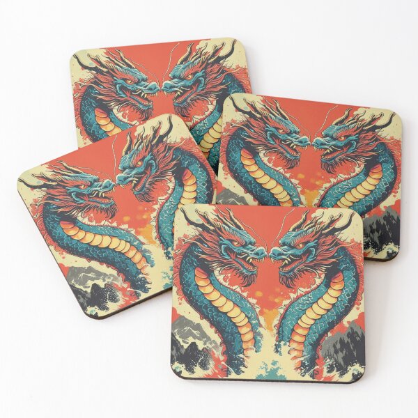 Item preview, vintage two dragons colorful heart Chinese dragons ,Legendary Animals,dragon art,Legendary dragon designed and sold by Expressions-Sel.