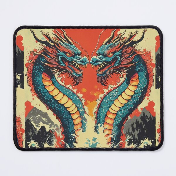 Item preview, vintage two dragons colorful heart Chinese dragons ,Legendary Animals,dragon art,Legendary dragon designed and sold by Expressions-Sel.