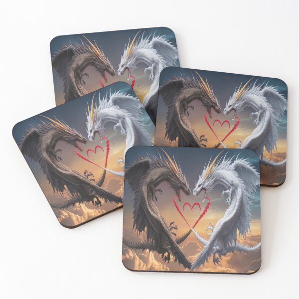 Item preview, dark and white two dragons love heart ,Legendary Animals,dragon art,Legendary dragon designed and sold by Expressions-Sel.