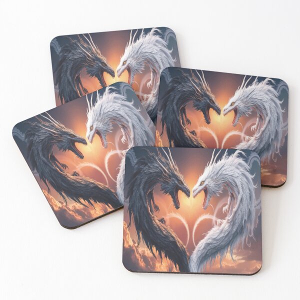 Item preview, black and white two dragons love heart ,Legendary Animals,dragon art,Legendary dragon designed and sold by Expressions-Sel.