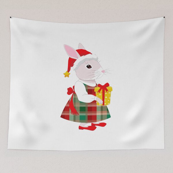 Item preview, Christmas Bunny with Gift. Adorable Christmas Rabbit and Holiday Present. designed and sold by JohanaStyle.