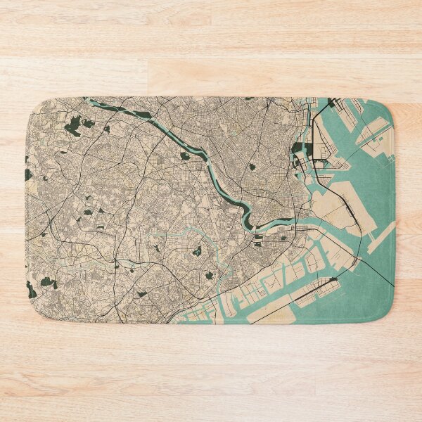 Artikelvorschau, Kawasaki Stadtplan von Kanagawa, Japan - Vintage entworfen und verkauft von deMAP.
