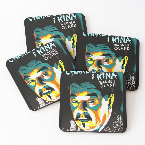 Item preview, Vintage Charlie Chan Poster Art | Teal Orange Yellow | Warner Oland Star | Art Deco Style | Chinese Junks & Figures designed and sold by artofuniverse.