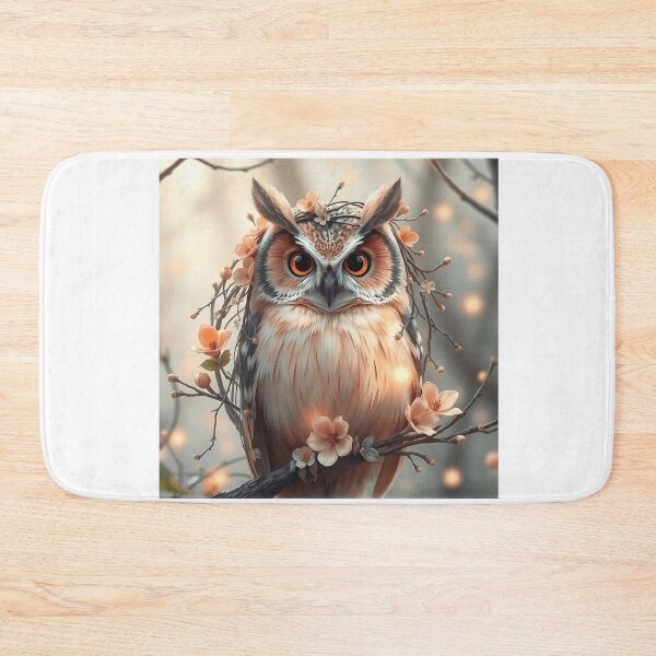 Item preview, Pastel Peach Owl with Flowers and Twigs designed and sold by sharon1210.