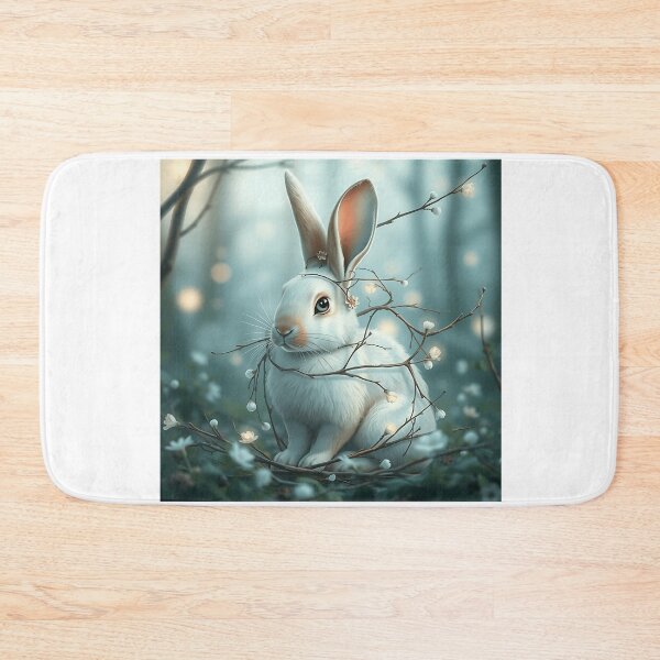 Item preview, Pastel Blue Rabbit with Twigs and Flowers designed and sold by sharon1210.