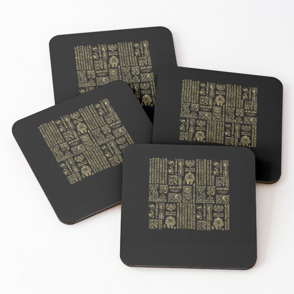 Item preview, Egyptian Hieroglyphs And Deities Gold On Black designed and sold by wussowpor.