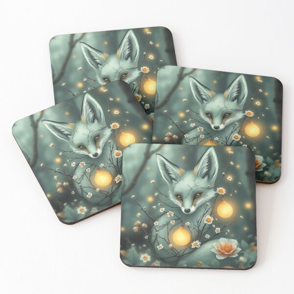 Item preview, Mint Green Fox with Twigs and Flowers designed and sold by sharon1210.