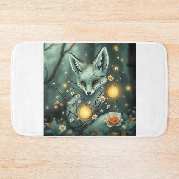 Item preview, Mint Green Fox with Twigs and Flowers designed and sold by sharon1210.
