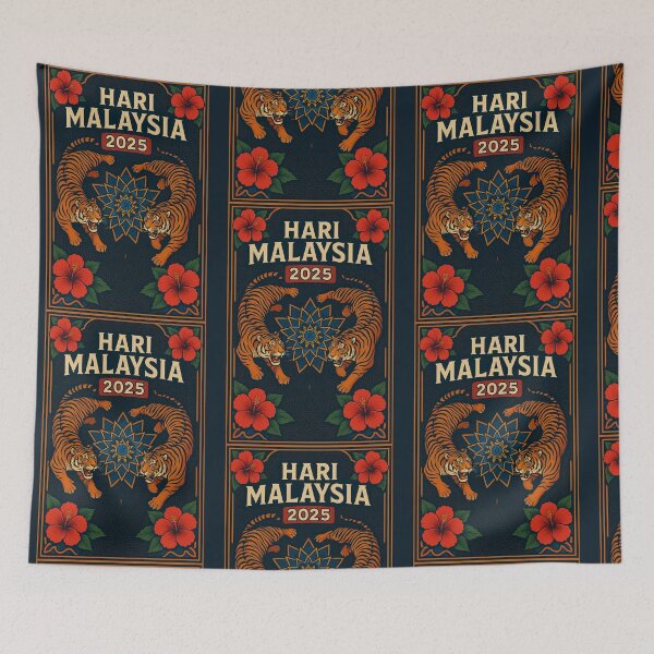 Item preview, Hari Malaysia 2025 – Bold Tiger & Hibiscus Mandala Poster designed and sold by Riqis.co Shop.