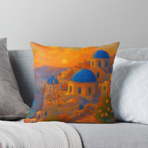Item preview, Santorini Sunset – Blue Domes & Whitewashed Cliffs Over the Aegean designed and sold by Nova-Canvas.